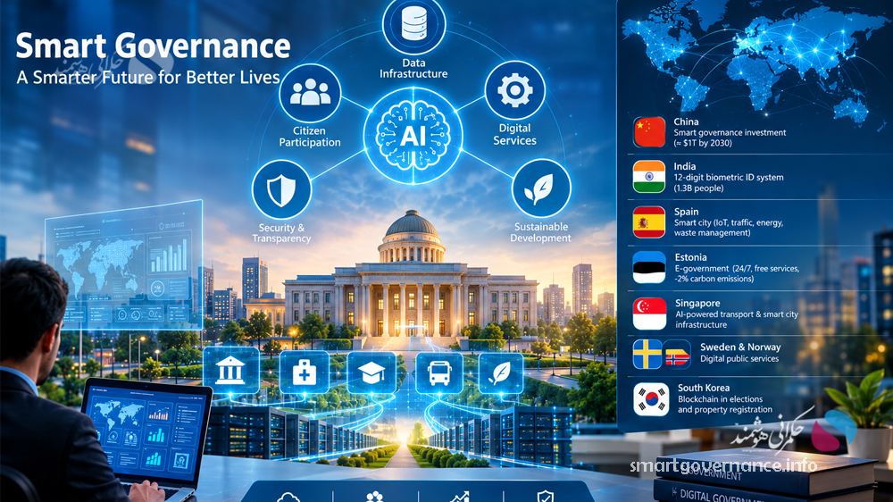 smart1 - Achieving Smart Governance Requires Addressing Infrastructure and Data Challenges - حکمرانی هوشمند The head of the Smart Governance Think Tank has highlighted the substantial investments made by countries around the world in artificial intelligence and smart governance, stating that more than 30 countries have made significant investments in this field. China is one of the leading examples, with approximately $1 trillion allocated toward establishing a smart governance system by 2030.